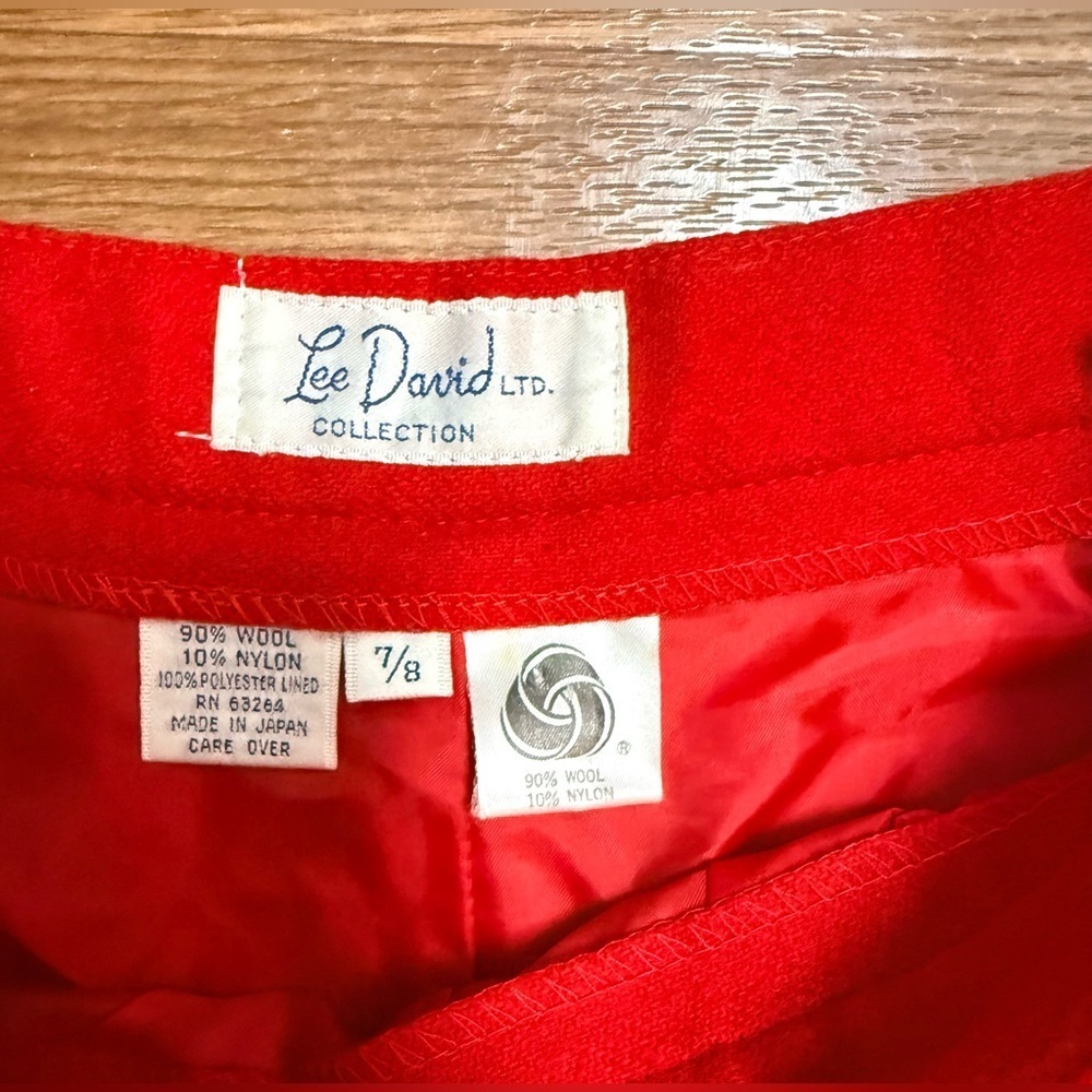 Vintage Red wool high waist classic preppy trousers pants fully lined side zip 6 - Picture 6 of 11